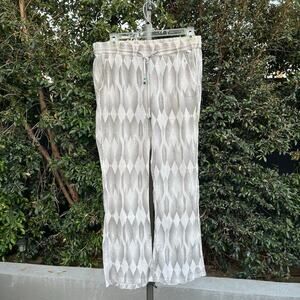 Roxy Gray Cream Geometric Low Rise Drawstring Pants Boho Women’s Medium